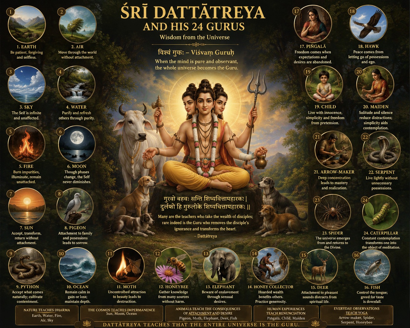 Śrī Dattātreya and His Twenty-Four Gurus — Pṛthvī, the First Guru