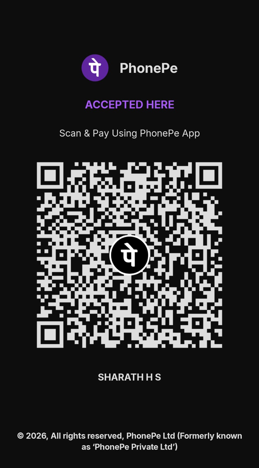 PhonePe UPI QR code