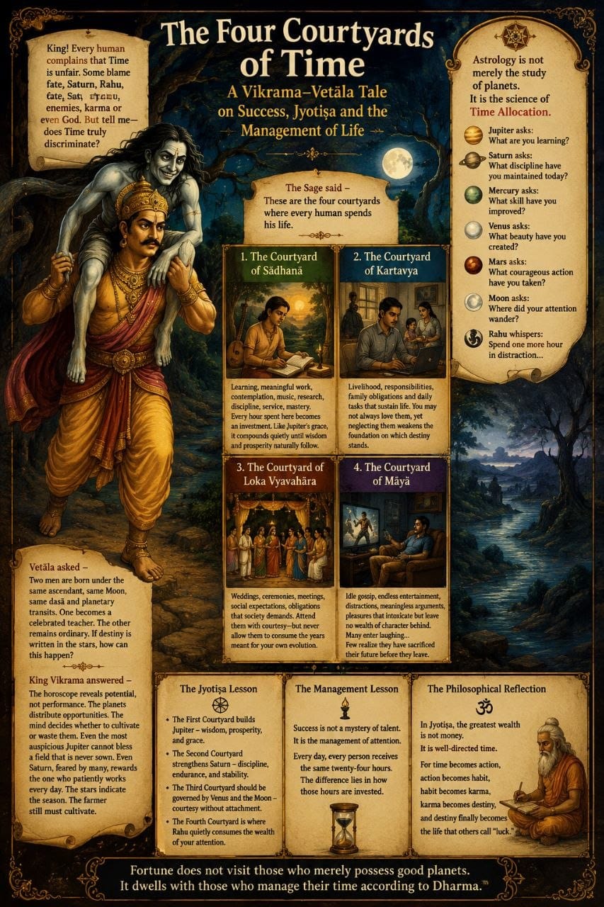 Vikrama and Vetāla — the four courtyards of time, Jyotiṣa and the management of life